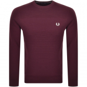 Fred Perry Crew Neck Textured Knit Jumper Burgundy